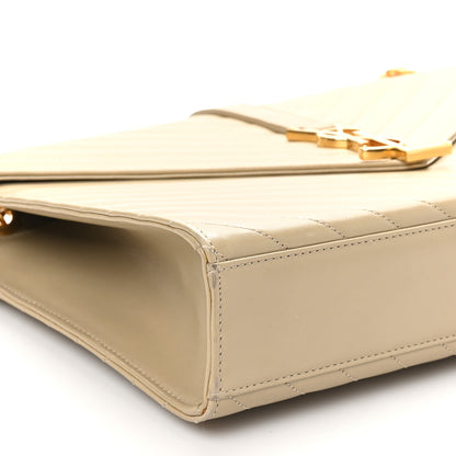 Saint Laurent Lambskin Matelasse Chevron Large Monogram Satchel Beige 9 of 10