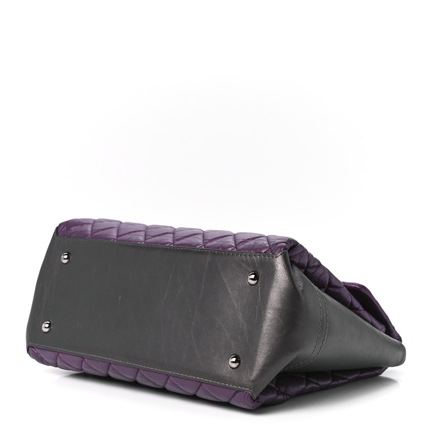 Metallic Calfskin Medium Lady Pearly Flap Dark Purple