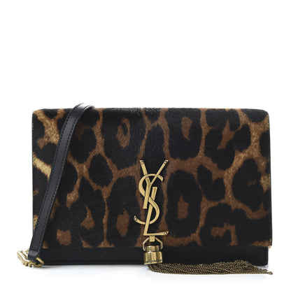 Saint Laurent Pony Hair Leopard Print Classic Monogram Kate Tassel Chain Wallet Black 1 of 9