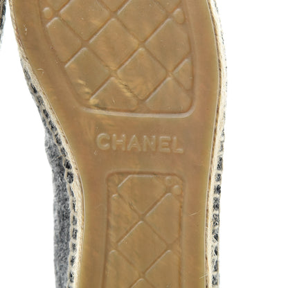 Chanel Tweed Velvet CC Espadrilles 37 Grey Black 7 of 10