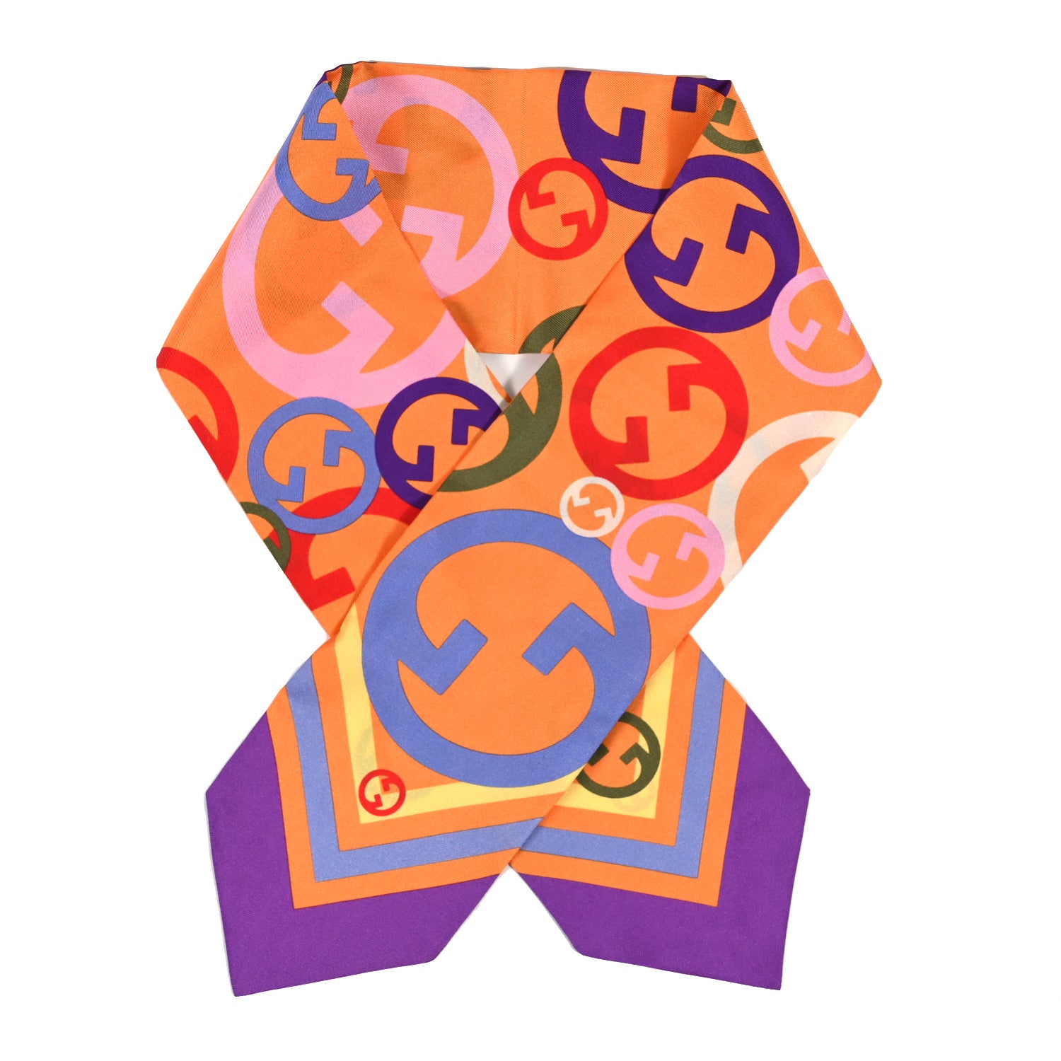 Gucci Silk Twill GG Bubbly Neck Bow Scarf Multicolor 1 of 3