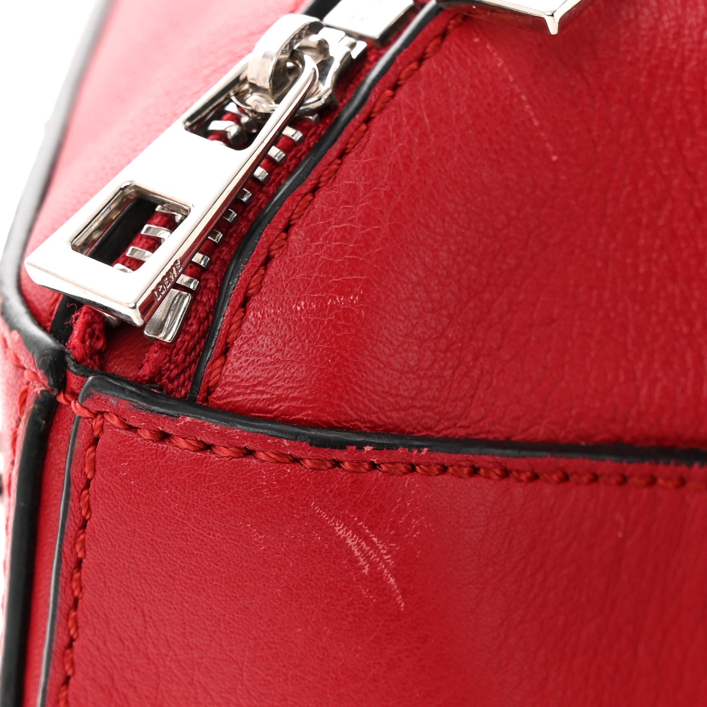 Calfskin Zipper Puzzle Bag Red