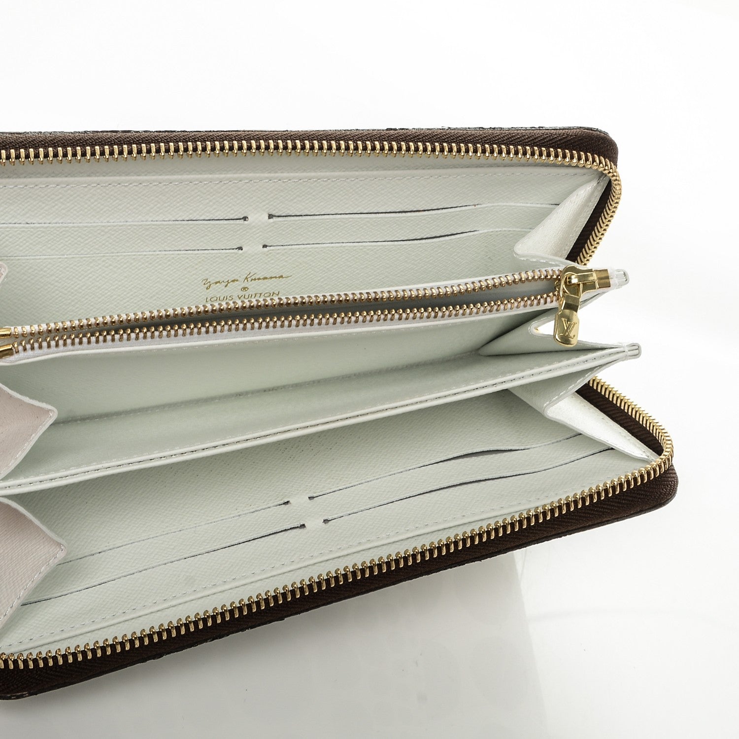 Louis Vuitton Monogram Kusama Pumpkin Dots Zippy Wallet White 5 of 7
