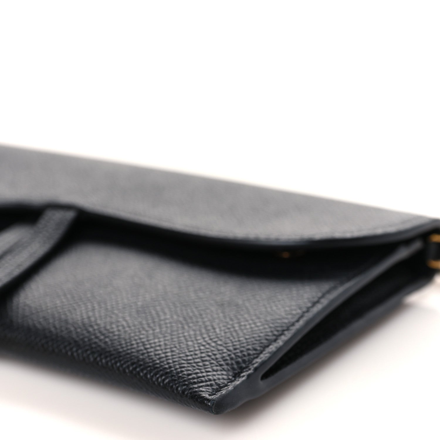 Christian Dior Grained Calfskin Saddle Chain Wallet Pouch Black 10 of 10