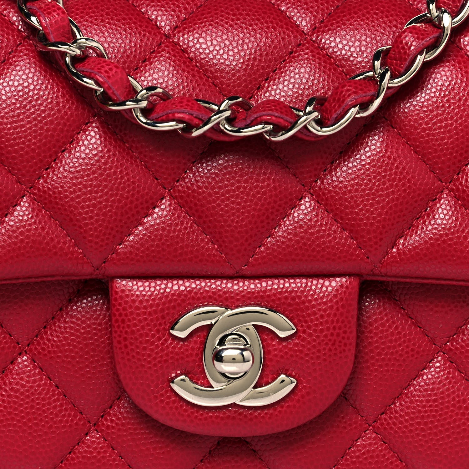 Chanel Caviar Quilted Mini Rectangular Flap Dark Pink 8 of 11