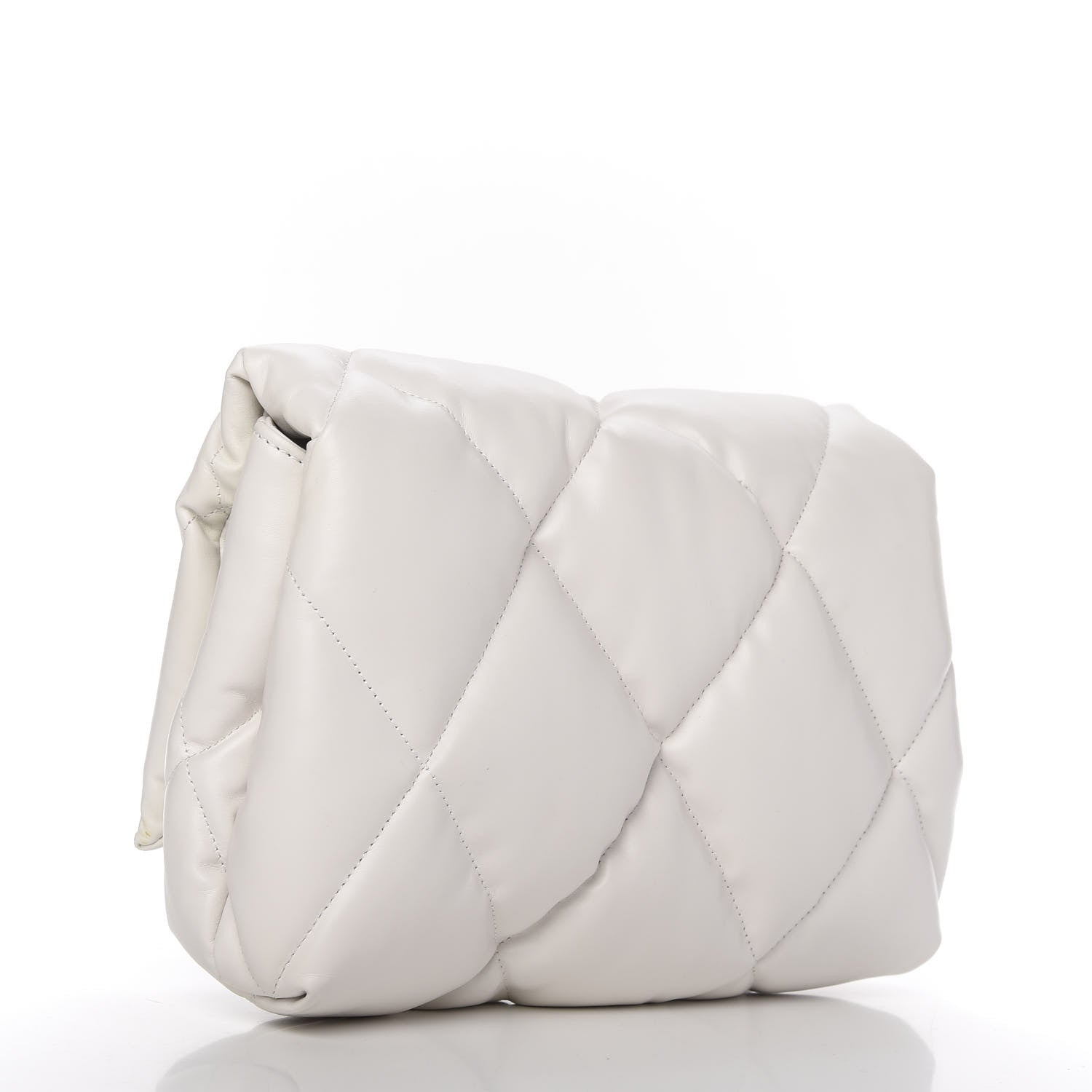 Balenciaga Nappa Calfskin Quilted Touch B Puffy Clutch White 3 of 9