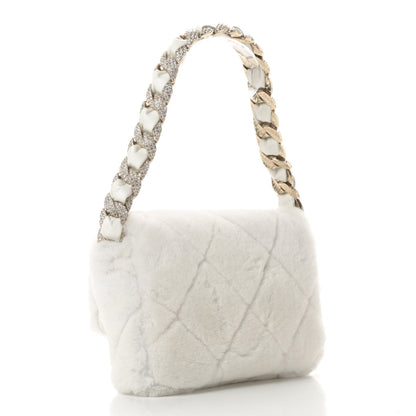 Chanel Shearling Lambskin Crystal Strass Flap White 3 of 12
