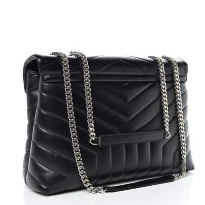 Saint Laurent Calfskin Y Quilted Monogram Medium Loulou Chain Satchel Black 3 of 11