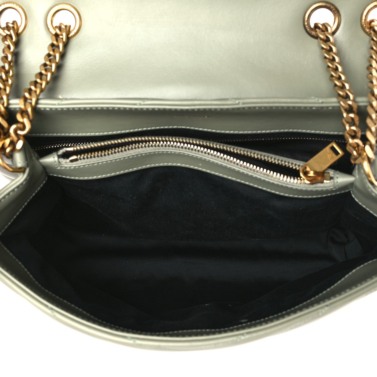 Saint Laurent Calfskin Y Quilted Monogram Medium Loulou Chain Satchel Light Sage 5 of 9
