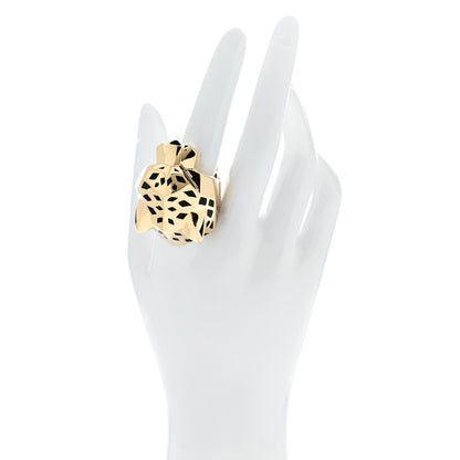 Cartier 18K Yellow Gold Peridot Black Onyx Black Lacquer Panthere De Cartier Ring 66 11.5 2 of 7