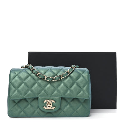 Chanel Iridescent Lambskin Quilted Mini Rectangular Flap Green 11 of 11