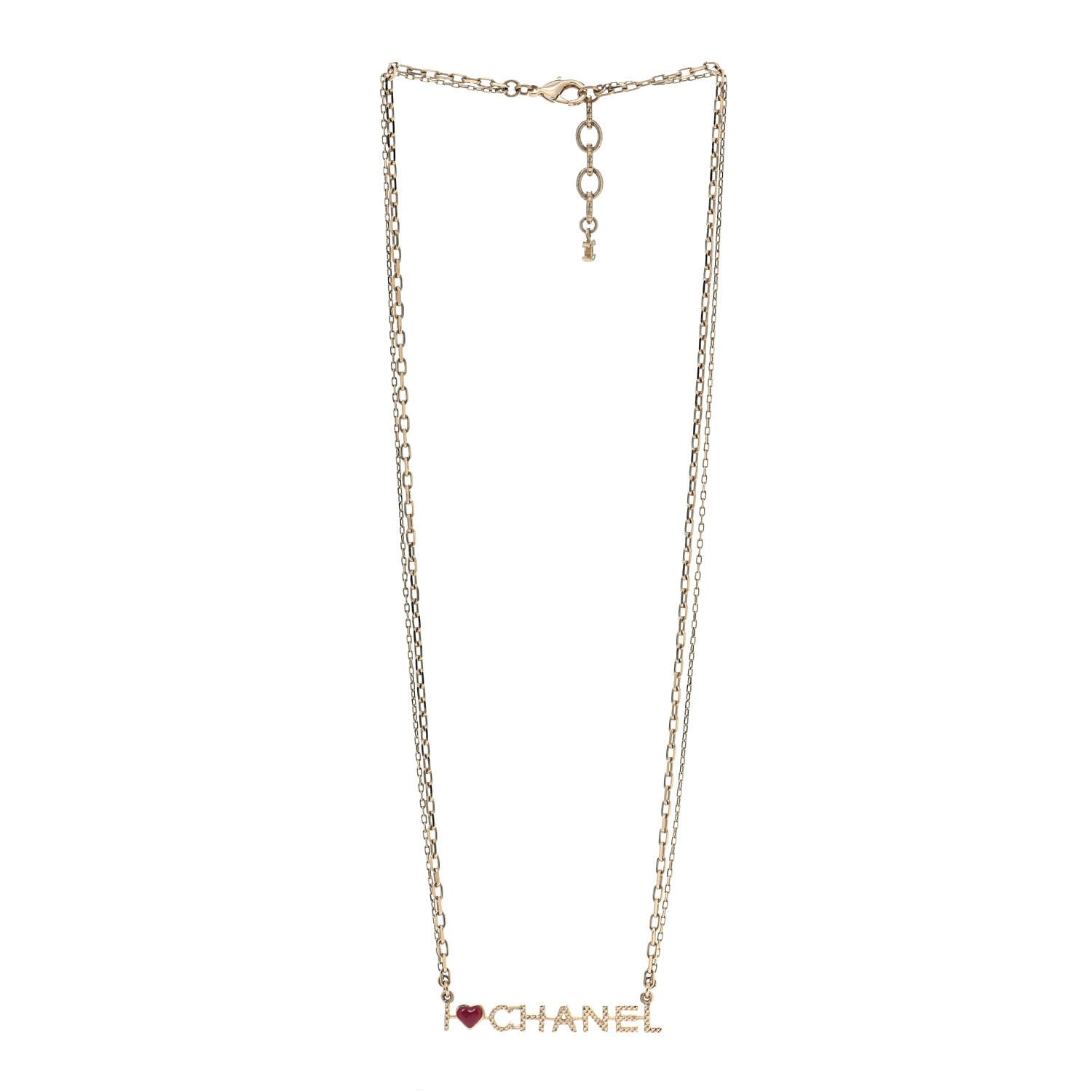 Chanel Quilted I Heart Chanel Logo Necklace Gold 2 of 4