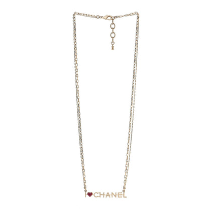 Chanel Quilted I Heart Chanel Logo Necklace Gold 2 of 4