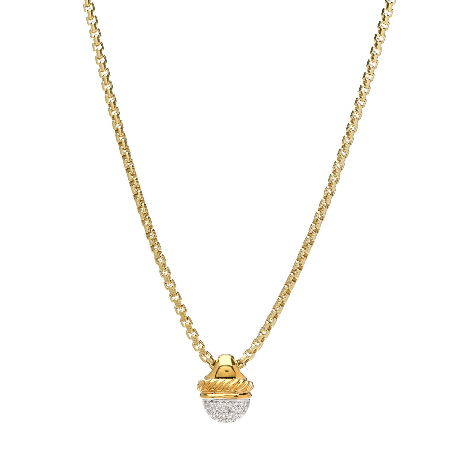 18K Yellow Gold Diamond Acorn Necklace