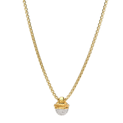 David Yurman 18K Yellow Gold Diamond Acorn Necklace 1 of 4