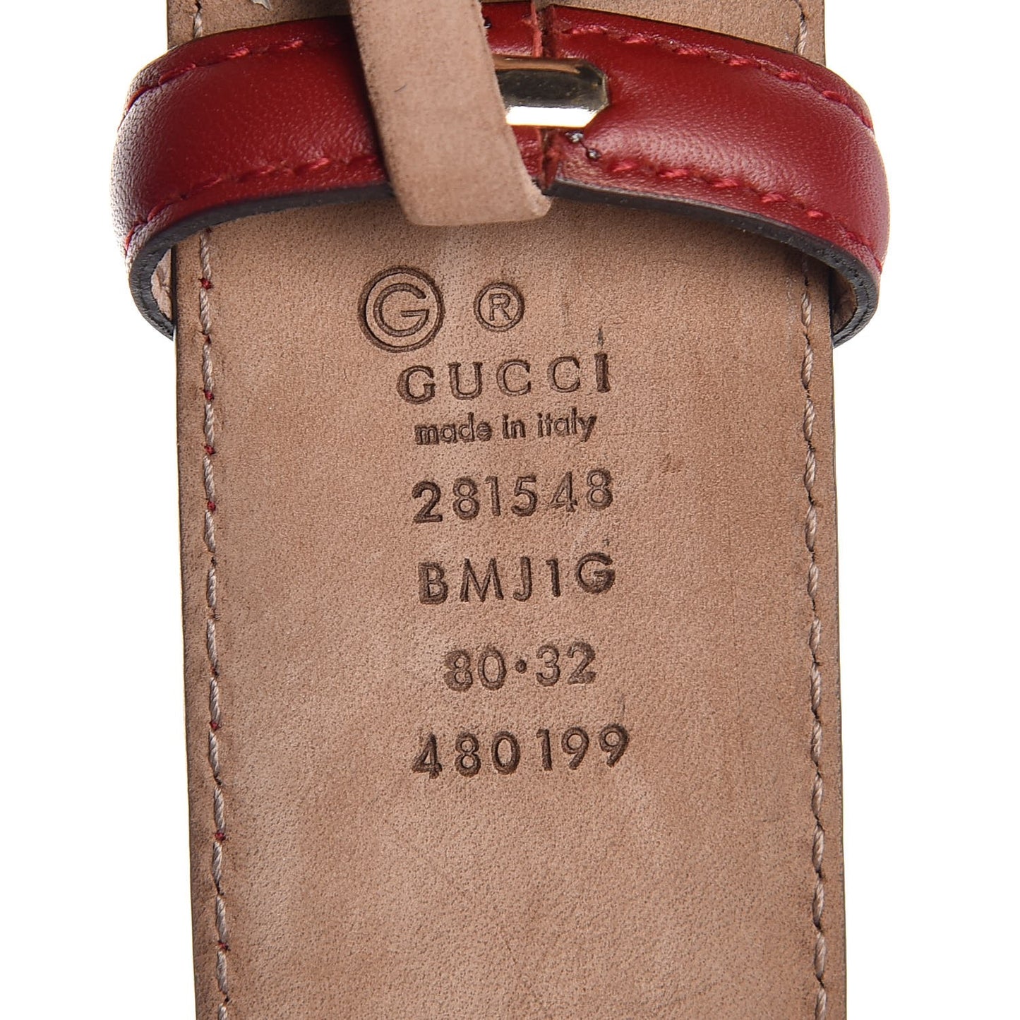 Soft Microguccissima Margaux Calfskin Belt 80 32 Rosso