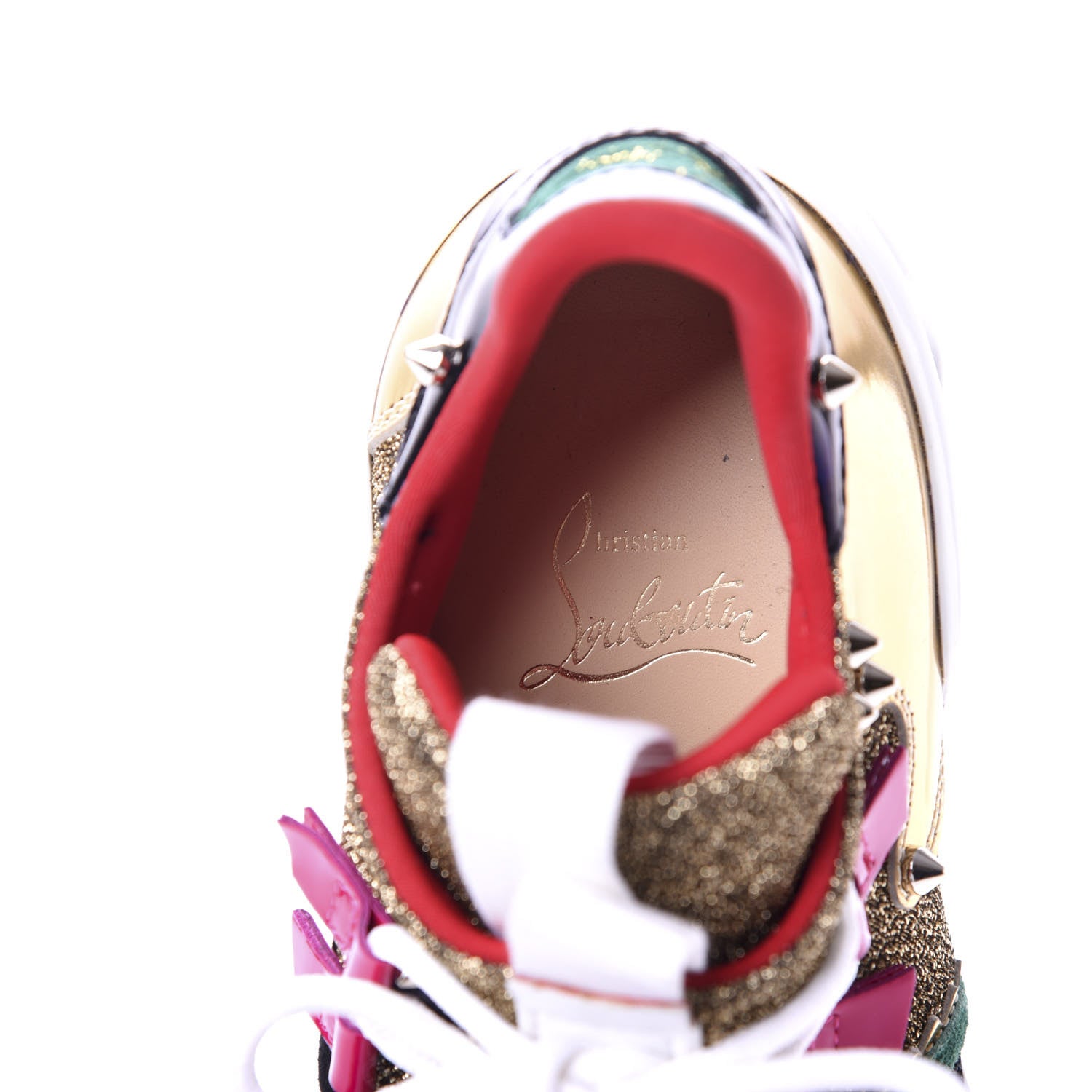 Christian Louboutin Glitter Sunset Specchio Donna Red Runner Spike Flat Sneaker 37 Multicolor 7 of 11