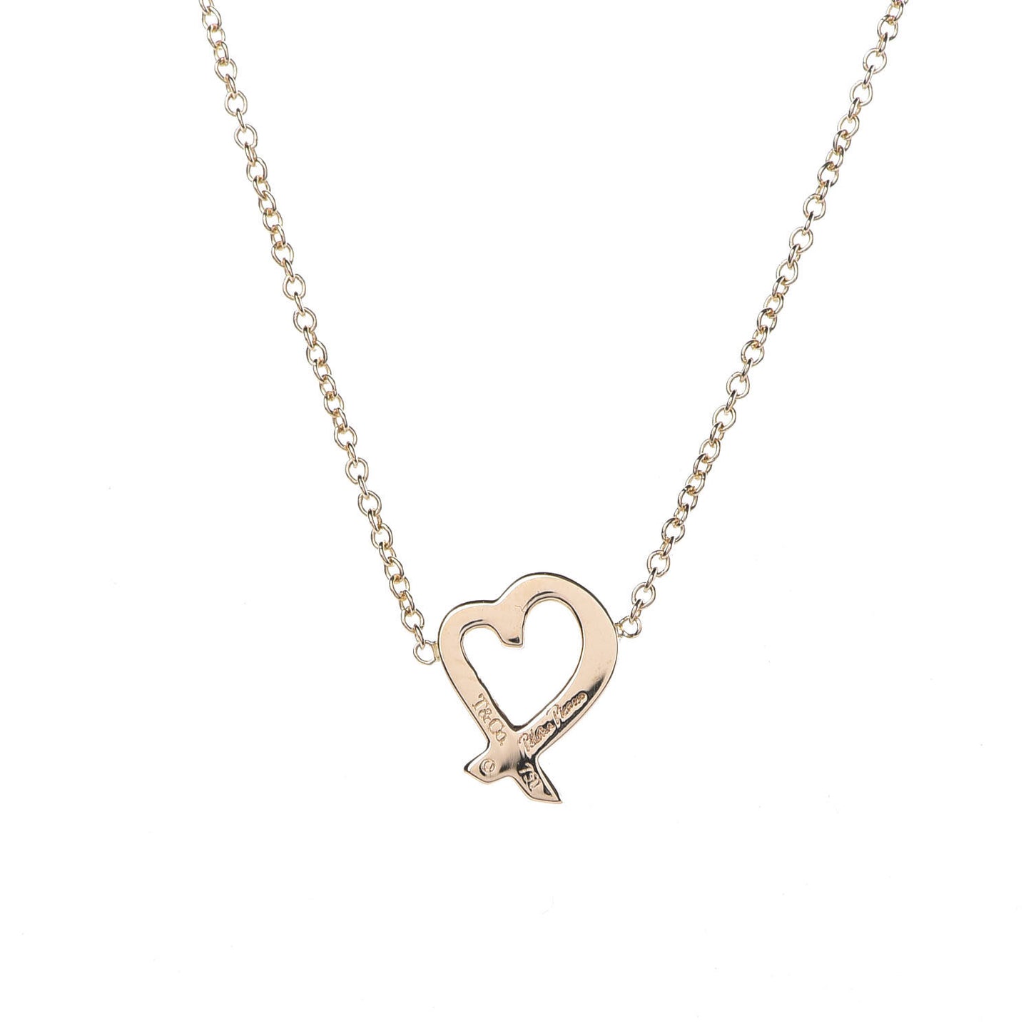 18K Yellow Gold Mini Paloma Picasso Loving Heart Pendant Necklace