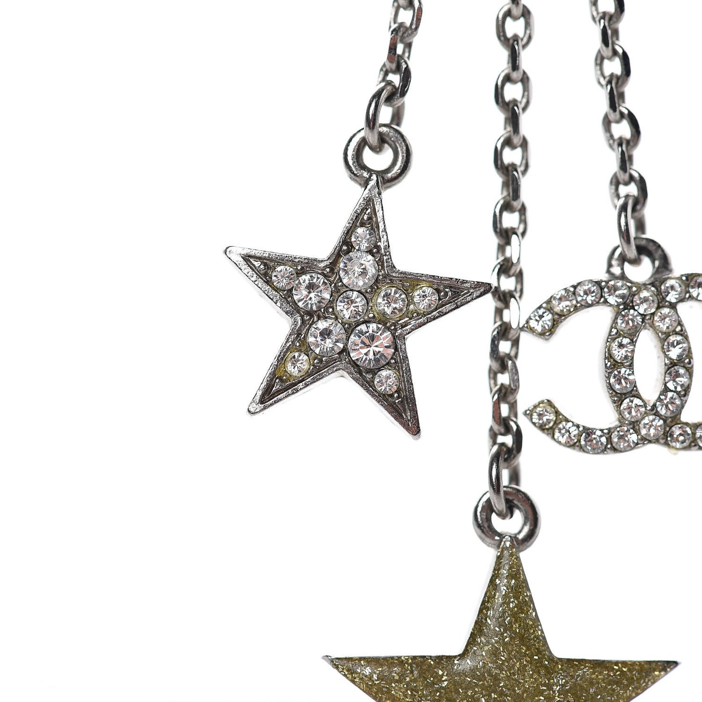Crystal Glitter Star CC Pendant Necklace Silver Gold