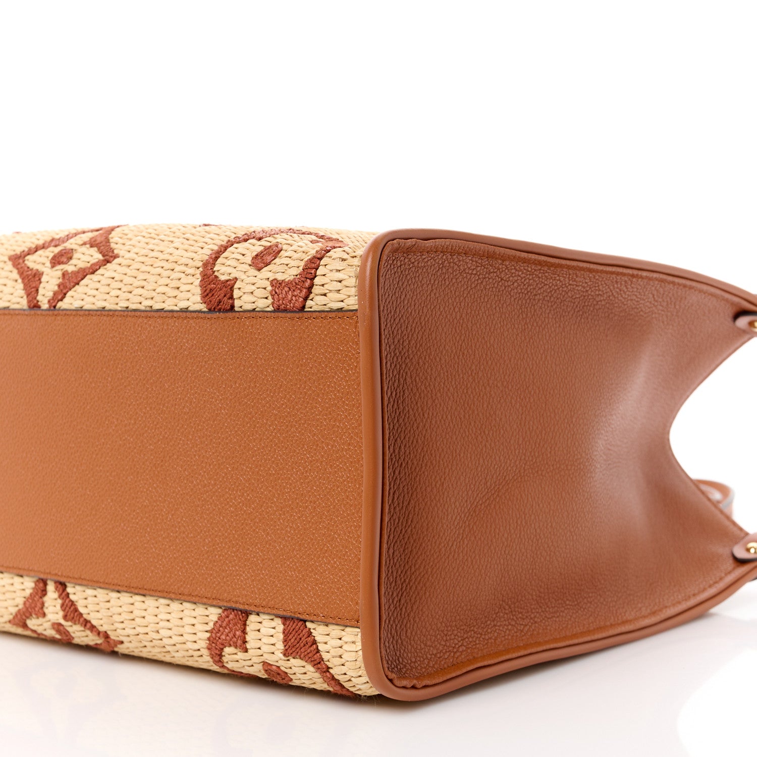 Louis Vuitton Raffia Calfskin Monogram Giant Onthego MM Tan 11 of 11