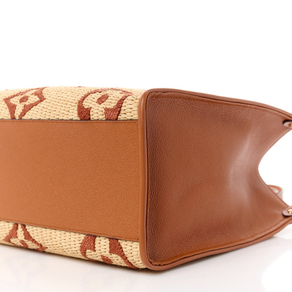 Louis Vuitton Raffia Calfskin Monogram Giant Onthego MM Tan 11 of 11
