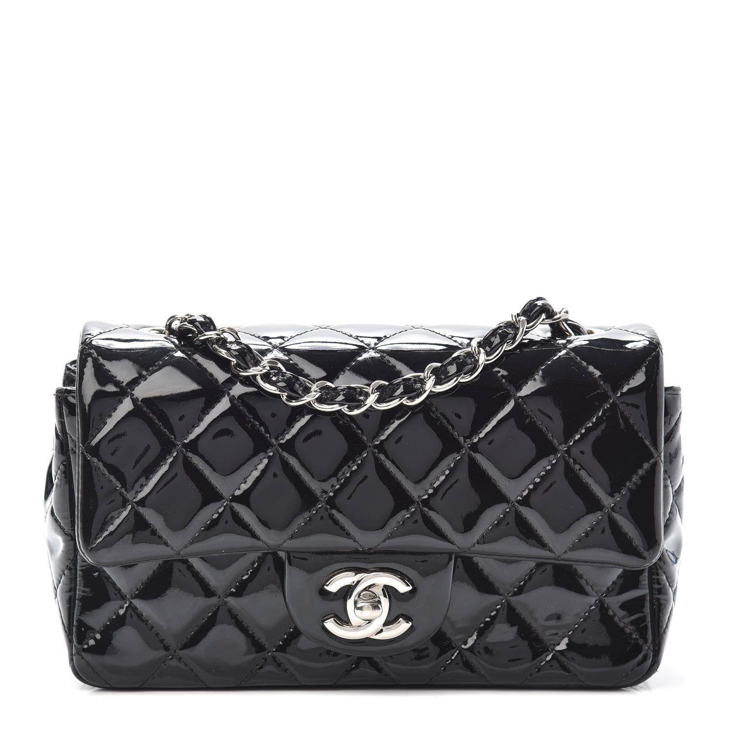 Chanel Patent Calfskin Quilted Mini Rectangular Flap Black 1 of 9