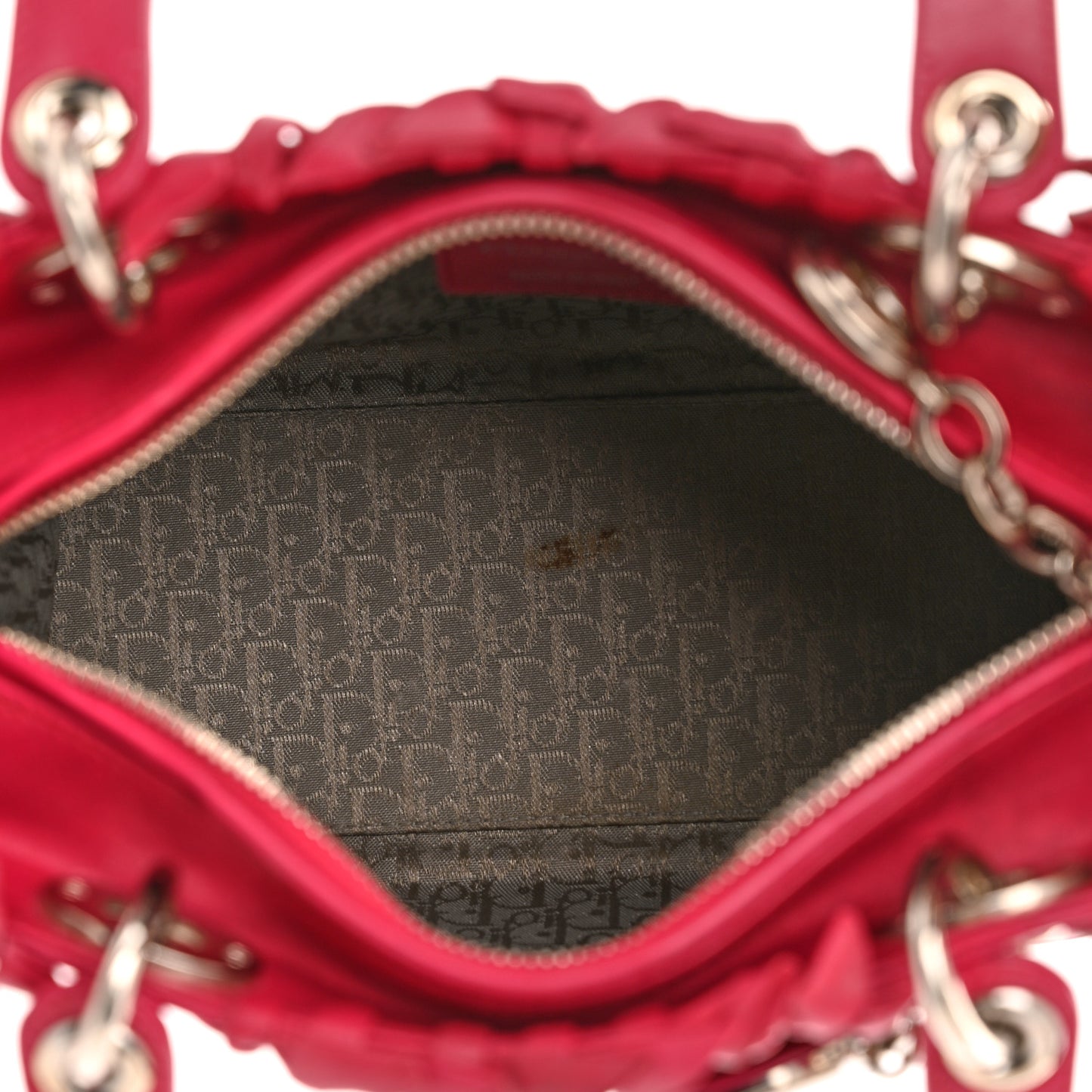 Lambskin Cannage Bow Medium Lady Dior Fuchsia