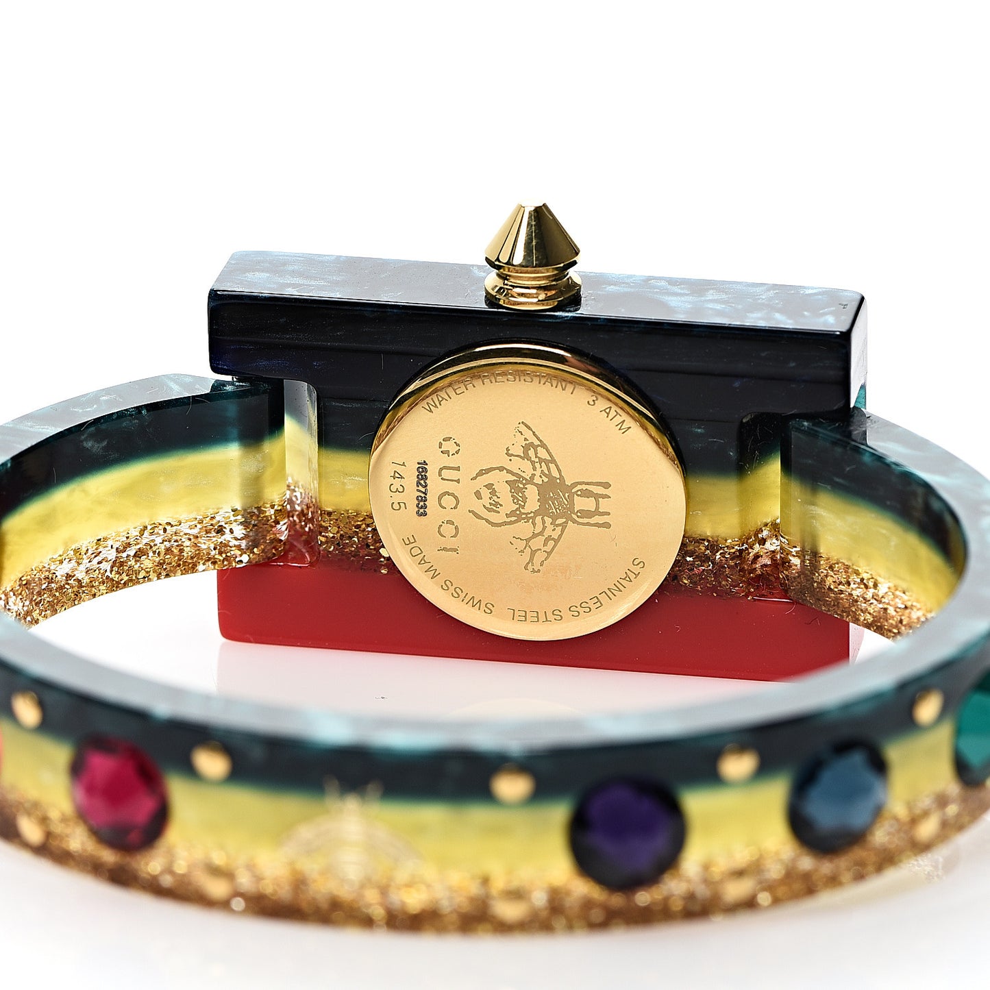 Stainless Steel Plexiglass Mother of Pearl 24mm Rainbow Quartz Watch