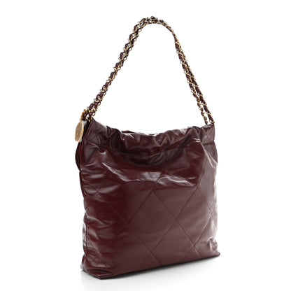 Chanel Shiny Calfskin Quilted Small Chanel 22 Burgundy 4 of 13