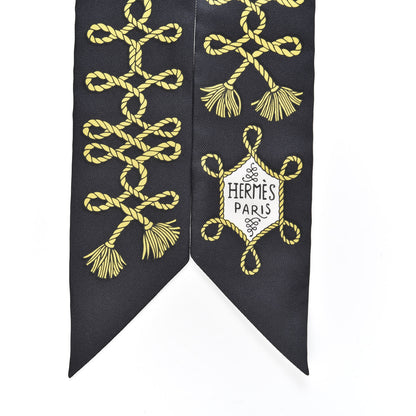 Hermes Silk Galons Et Brandebourg Twilly Black Gold White 2 of 4