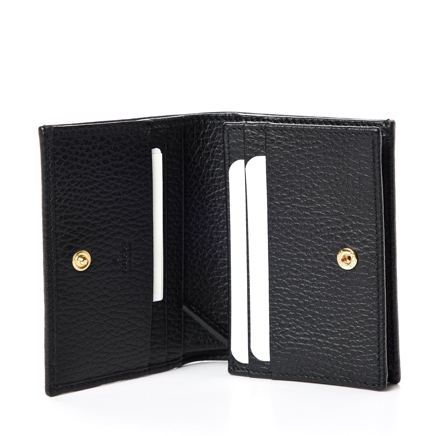 Pebbled Calfskin GG Marmont Card Case Black