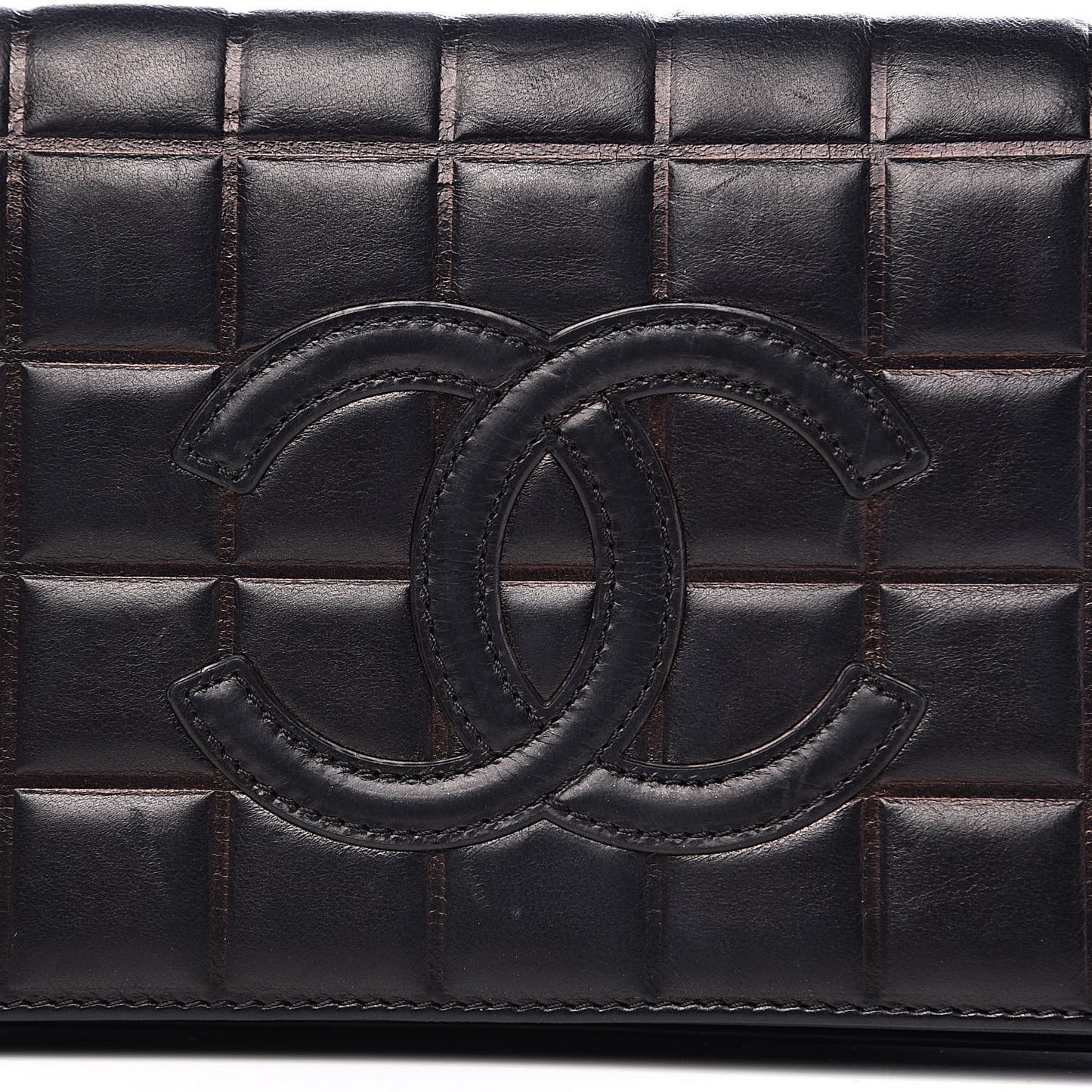 Lambskin Quilted CC Chocolate Bar Flap Black