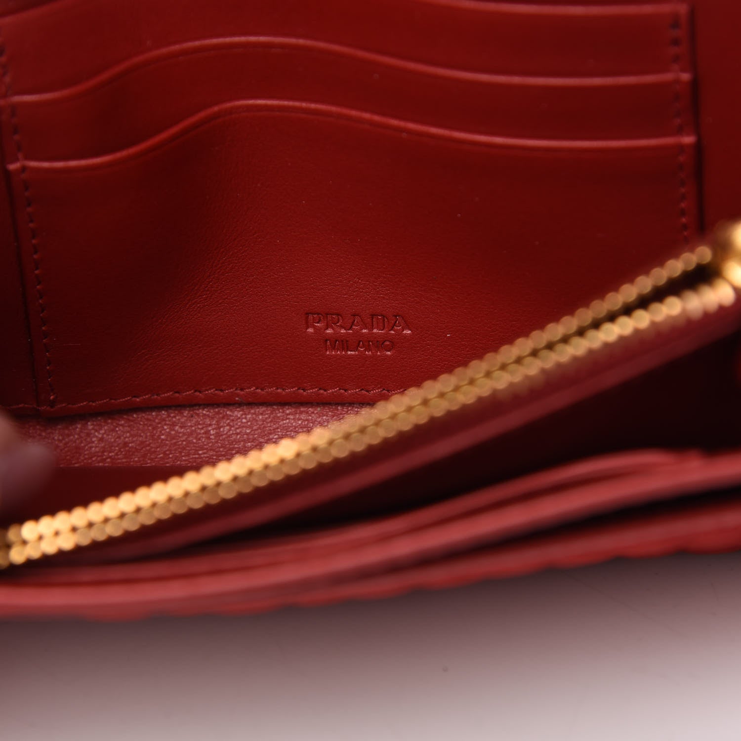 Prada Tessuto Quilted Mini Crossbody Wallet Fuoco 8 of 9