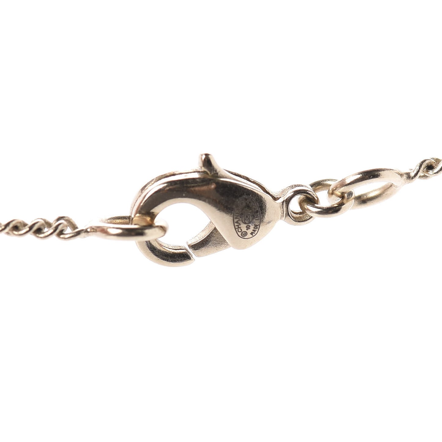 Crystal Pearl CC Drop Necklace Gold
