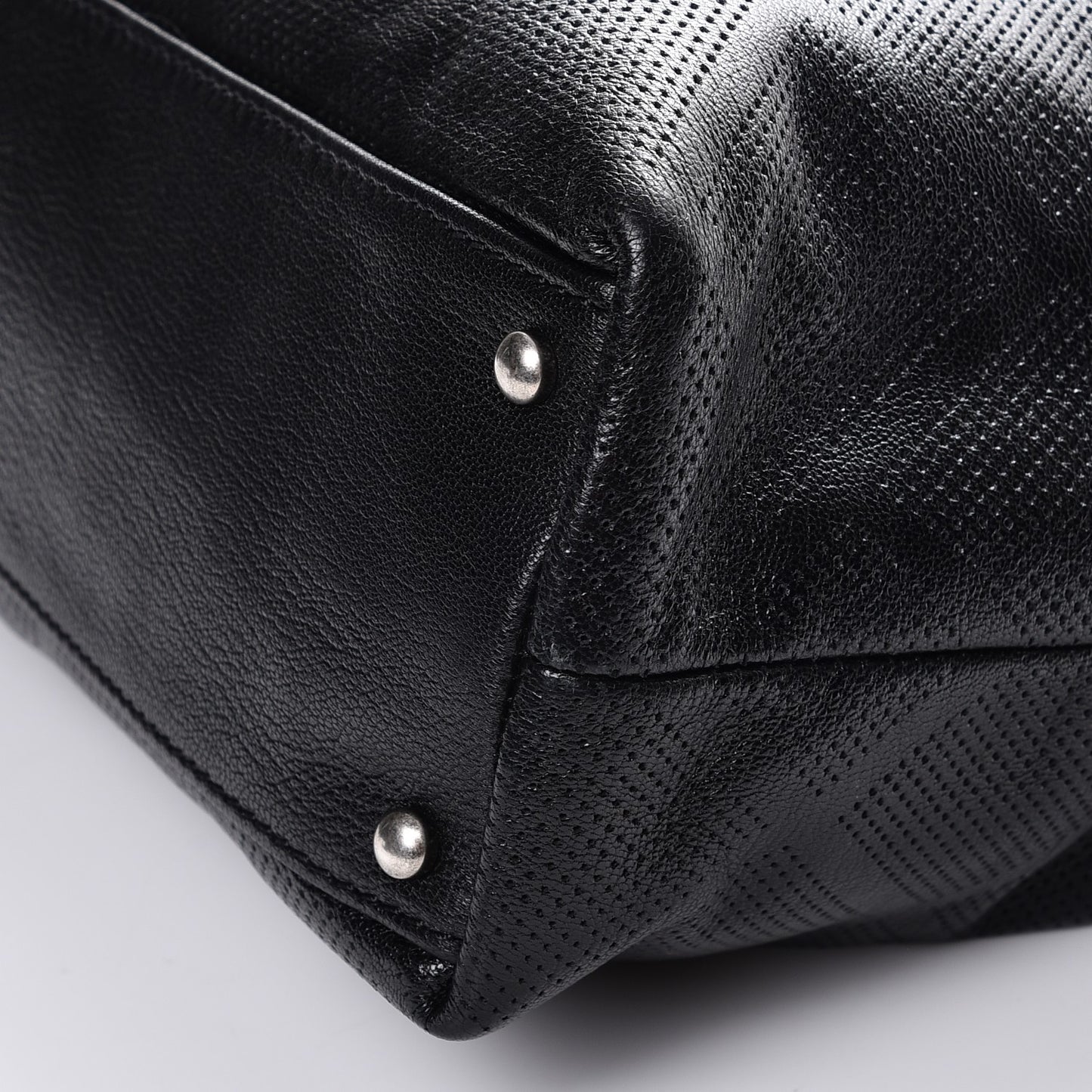 Goatskin Perforated Large CC Tote Black