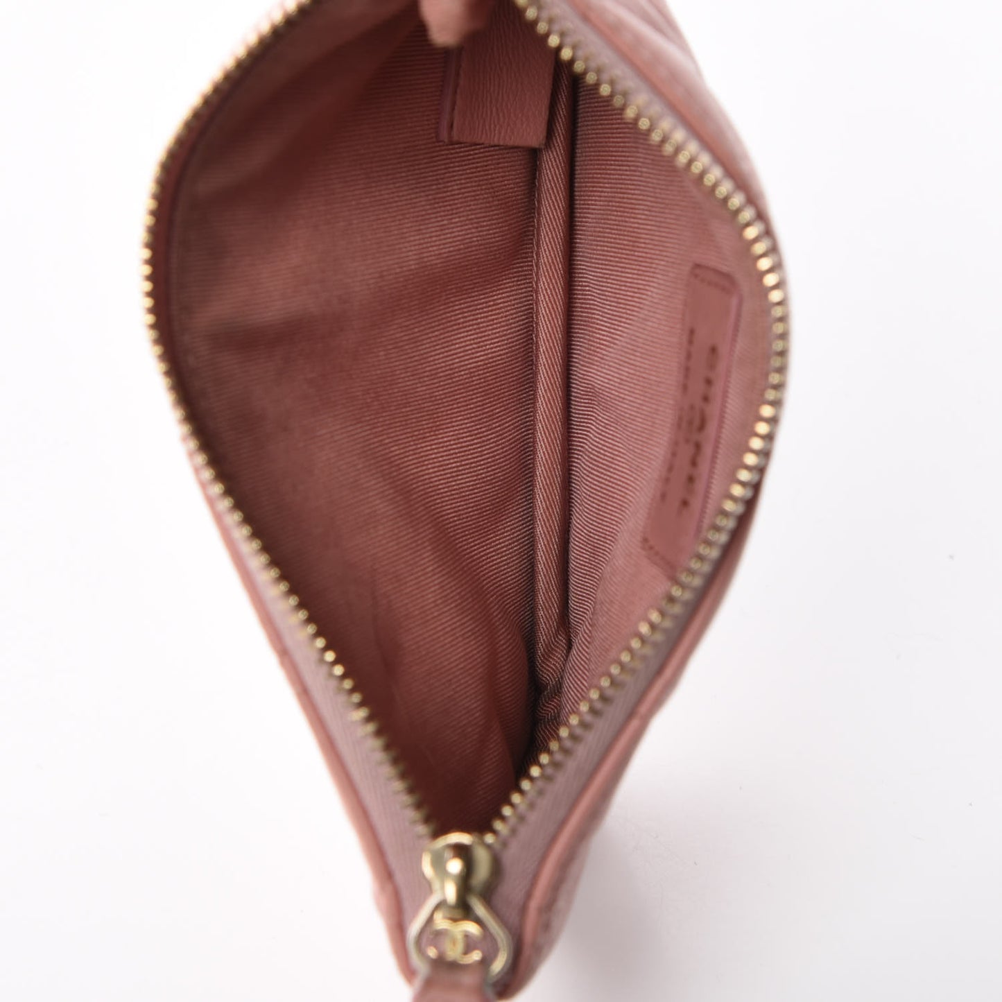 Lambskin Quilted Small Cosmetic Case Pink