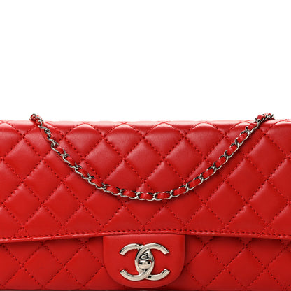 Chanel Lambskin Quilted Chain Clutch Flap Red 8 of 14