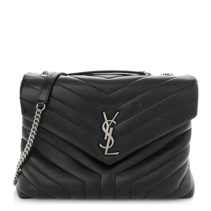 Saint Laurent Calfskin Y Quilted Monogram Medium Loulou Chain Satchel Black 1 of 15