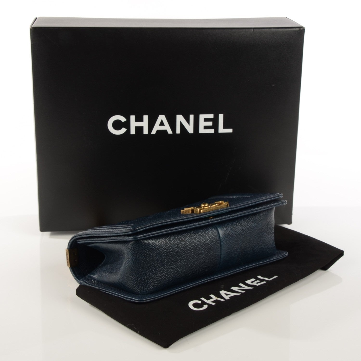 Chanel Caviar Quilted Medium Boy Flap Dark Navy Blue 4 of 9