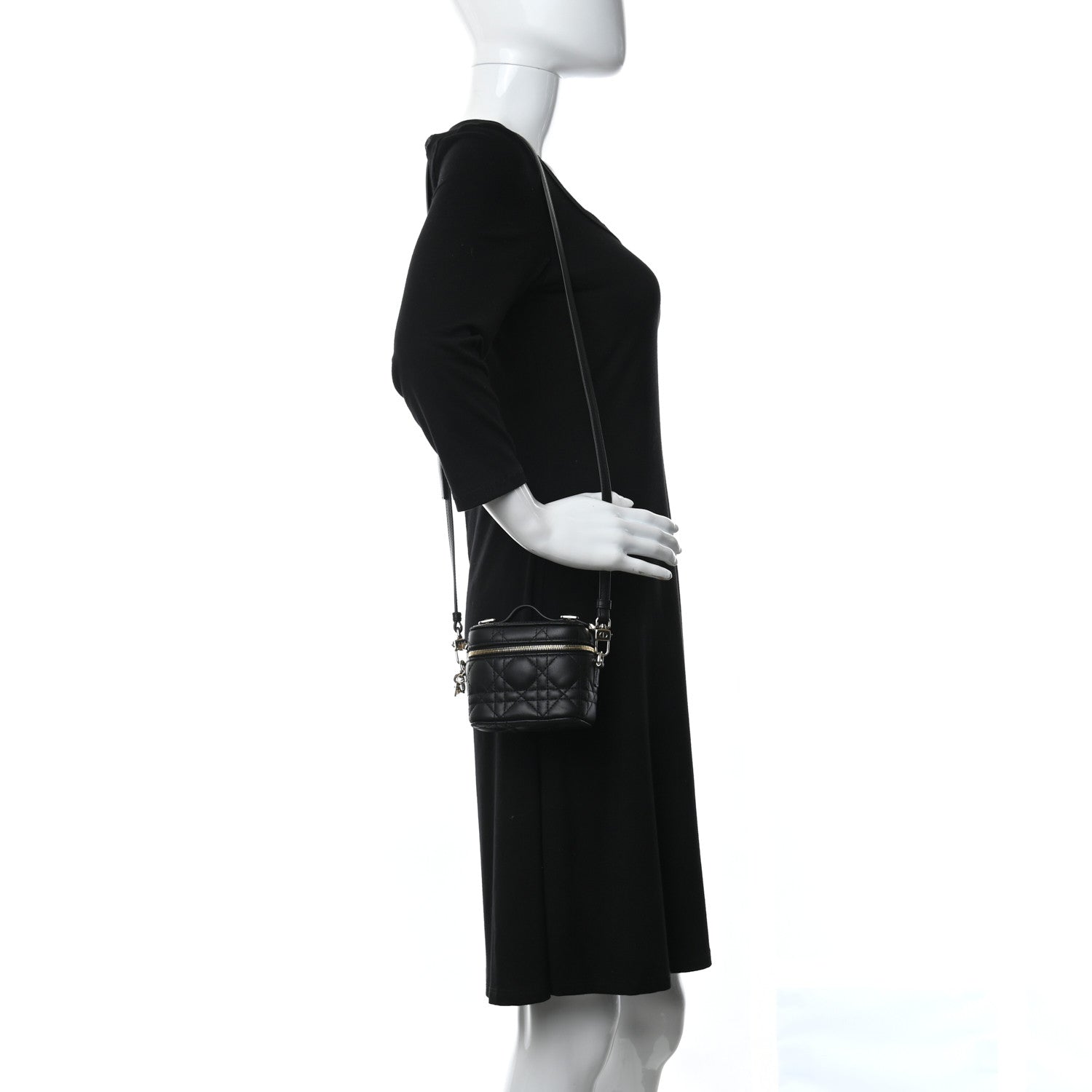 Christian Dior Lambskin Cannage Micro Lady Dior Vanity Case Black 2 of 9