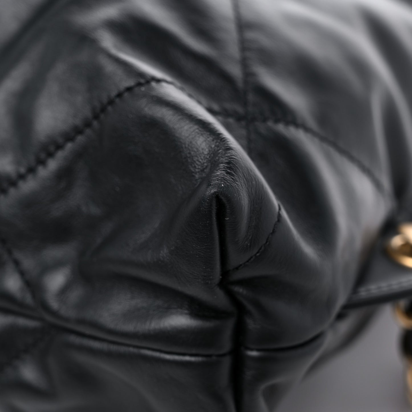 Shiny Calfskin Quilted Chanel 22 Backpack Black