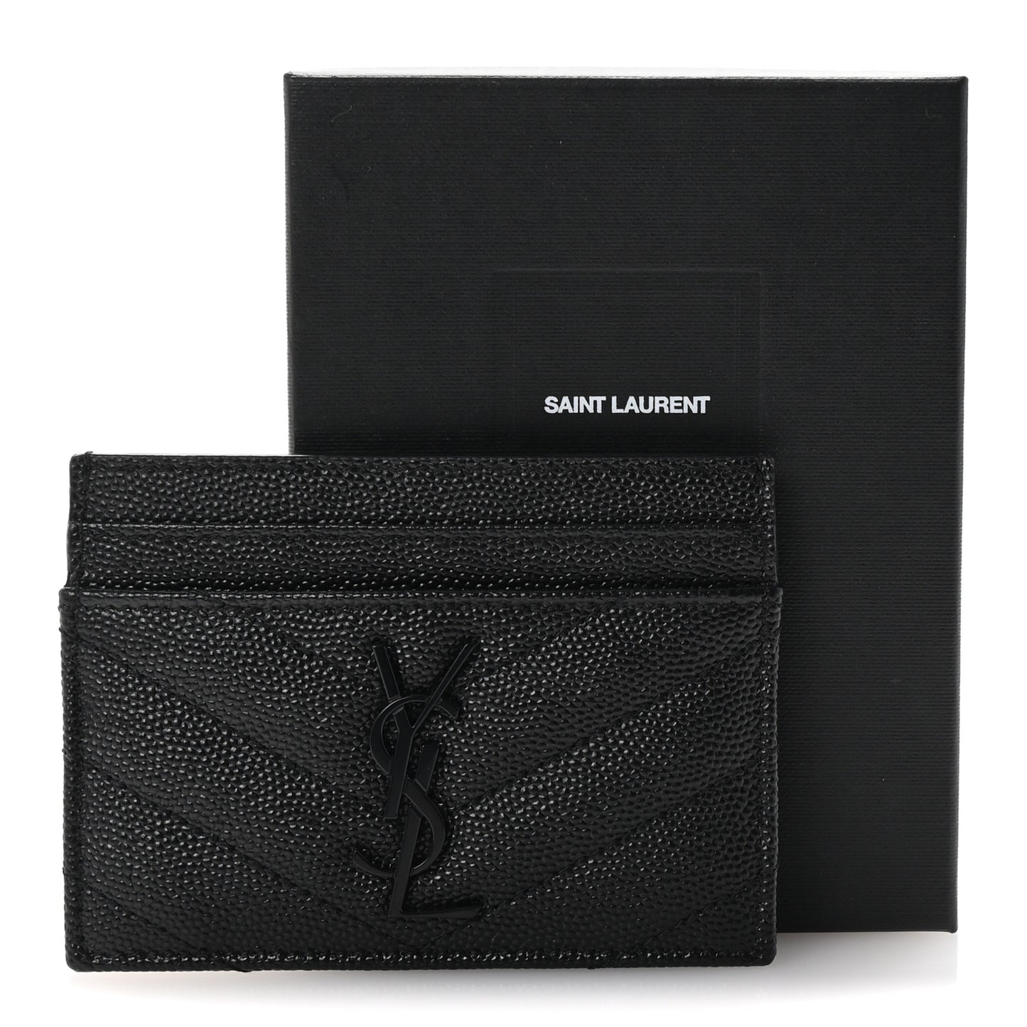 Grain De Poudre Matelasse Chevron Monochrome Monogram Credit Card Case Black
