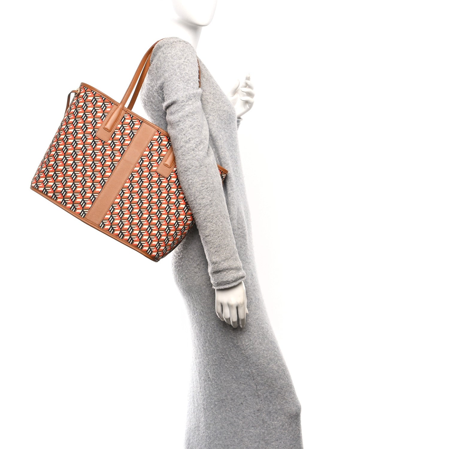 MCM Visetos Medium Liz Reversible Shopper Tote Cognac 1839338