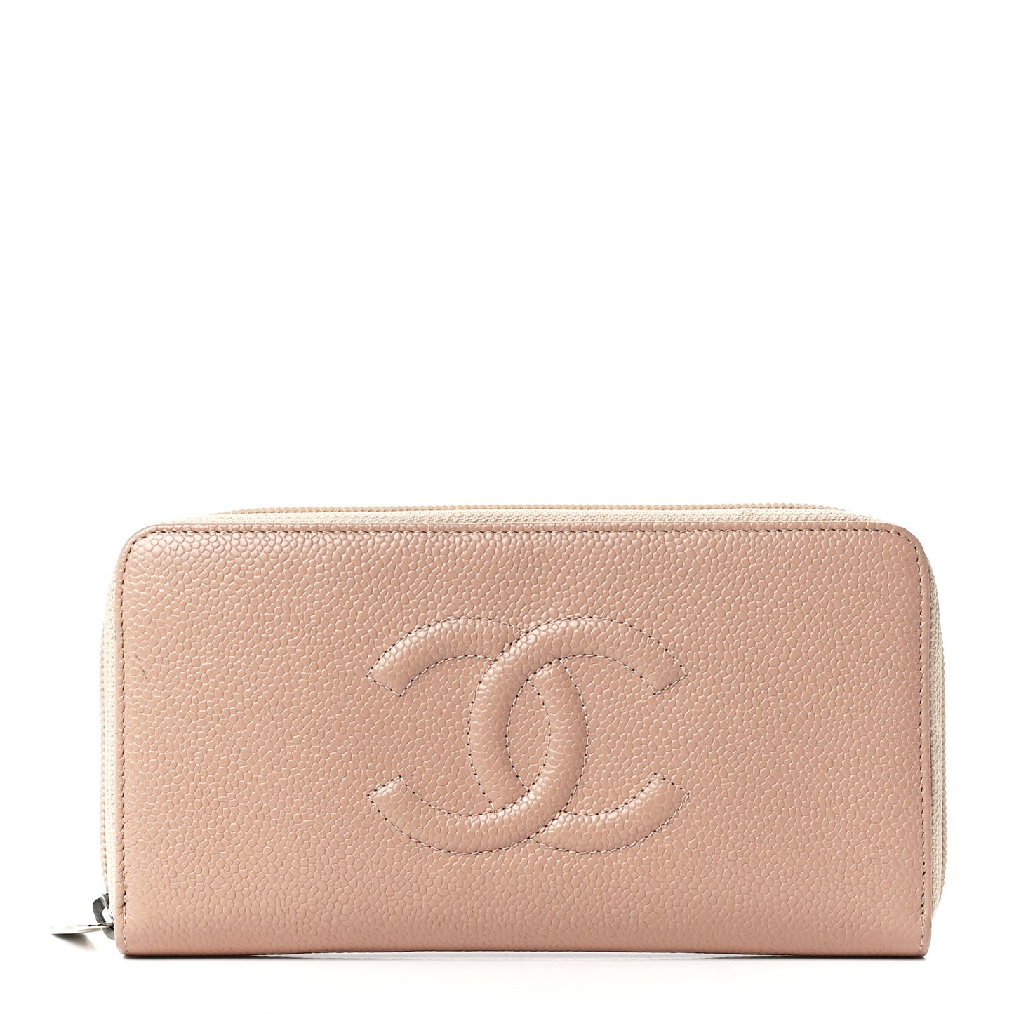 Caviar Large Timeless CC Zip Around Wallet Beige