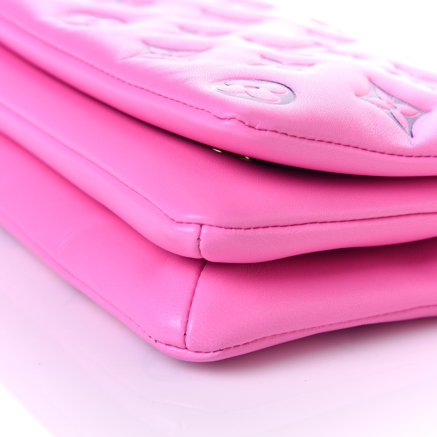 Lambskin Embossed Monogram Vuittamins Pochette Coussin Rose Violet