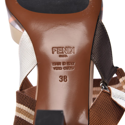 Fendi Technical Mesh FF Colibri 55mm Slingback Pumps 38 Tobacco Moro Camelia Beige Caramello 14 of 28