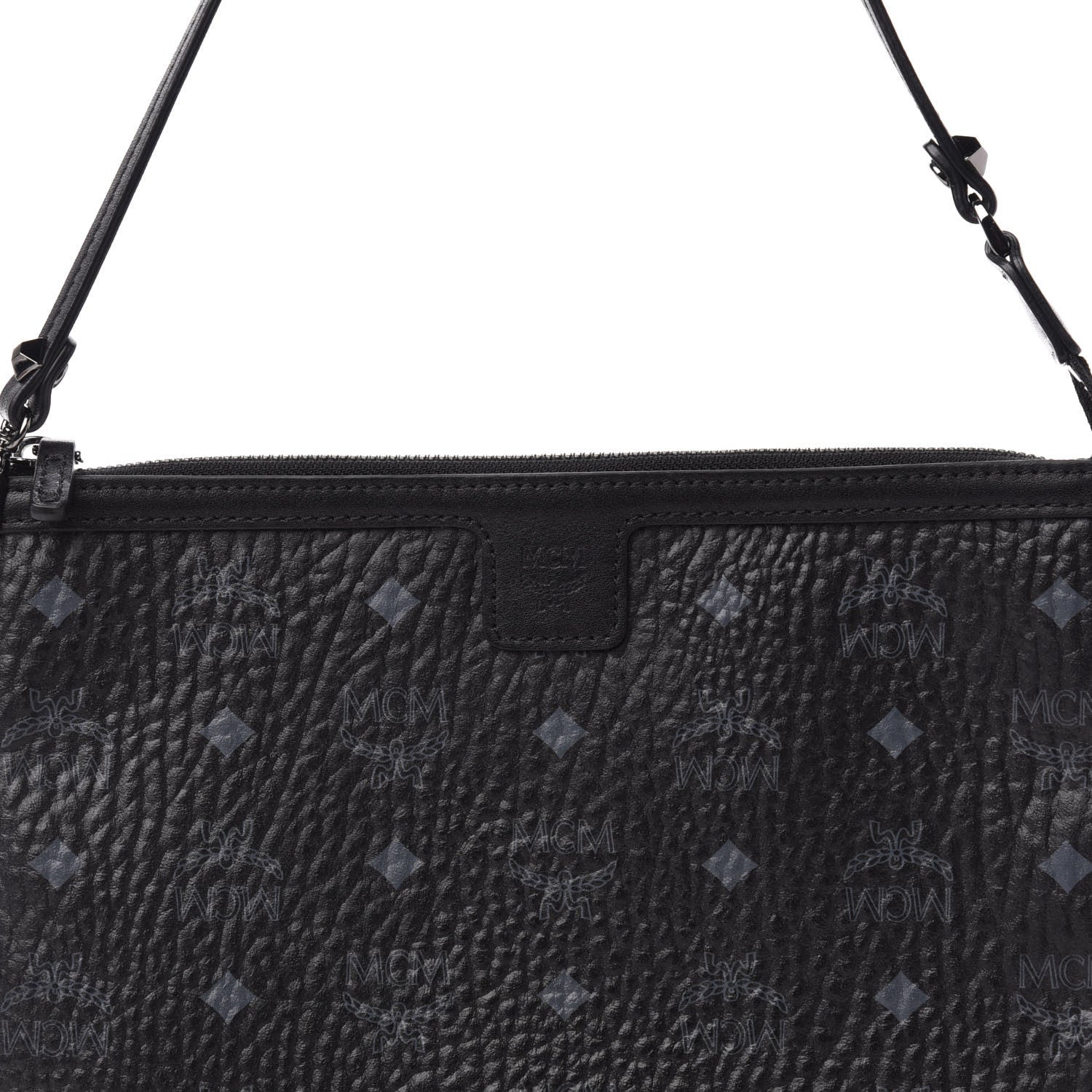 MCM Visetos Liz Shopper Tote Pouch Black 9 of 9