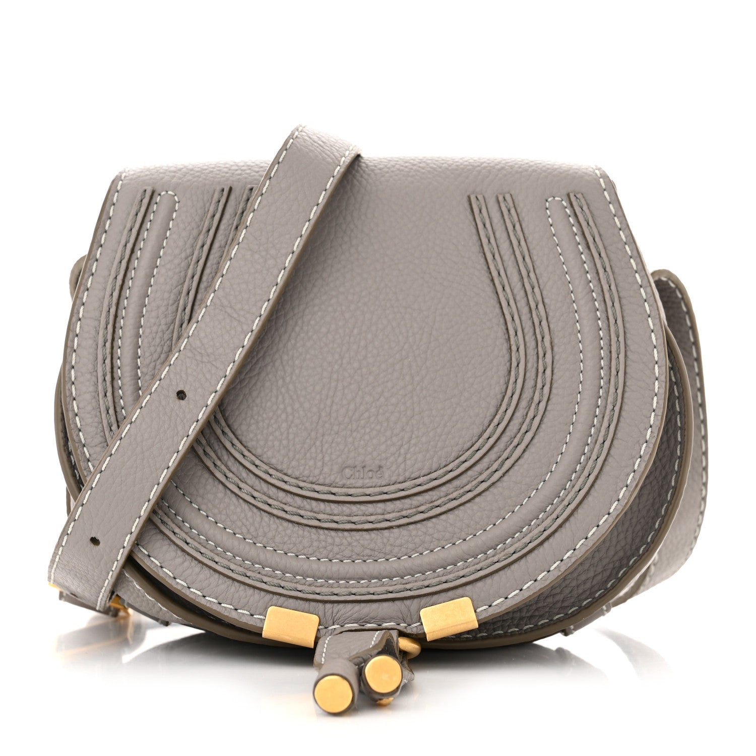 Chloe Calfskin Mini Marcie Round Crossbody Bag Cashmere Grey 1 of 12