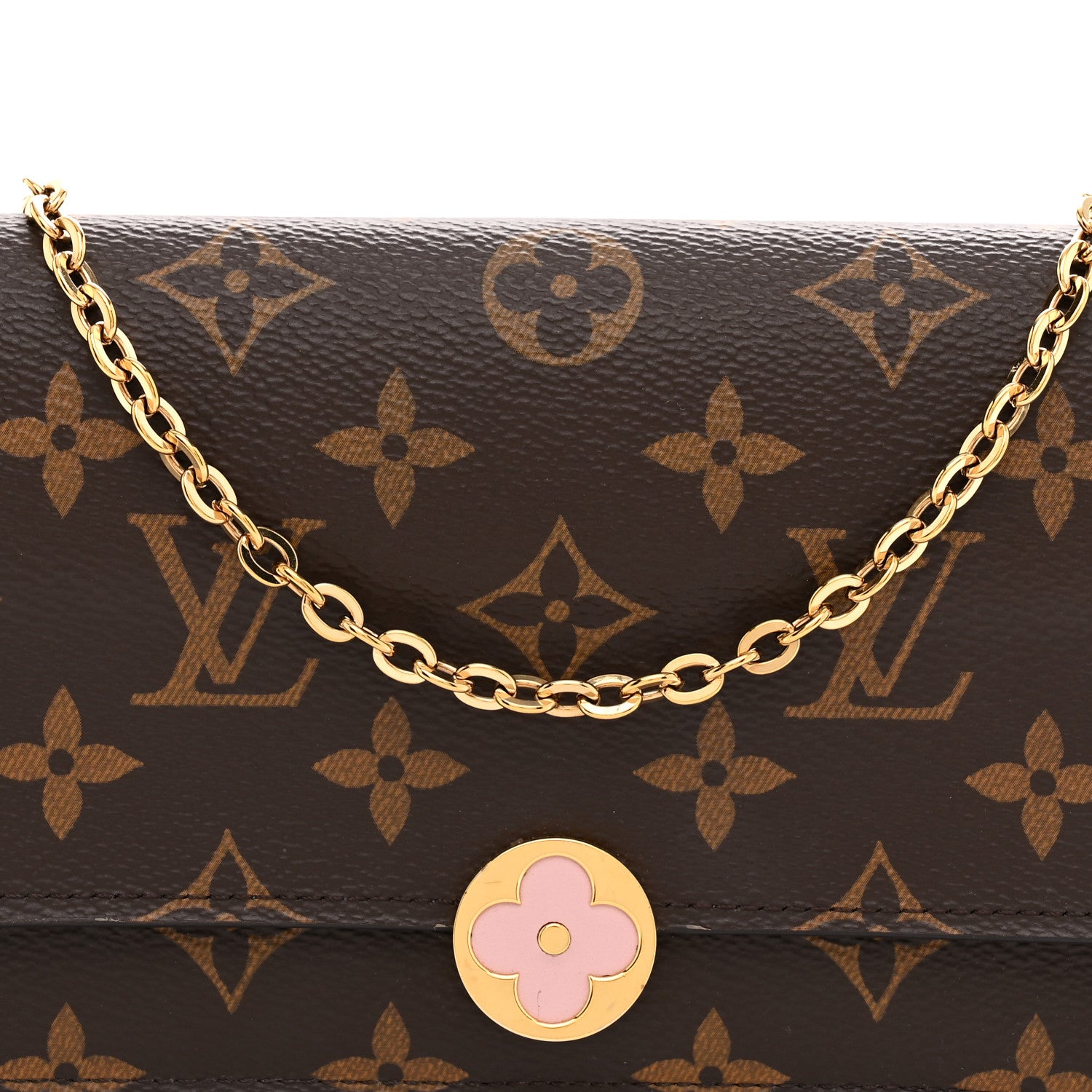 Louis Vuitton Monogram Flore Chain Wallet Rose Ballerine 8 of 12