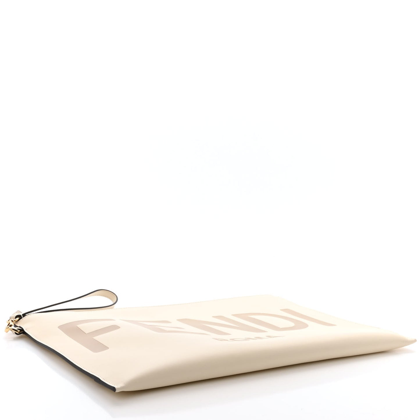 Vitello King Logo Embossed Large Flat Pouch White Ice
